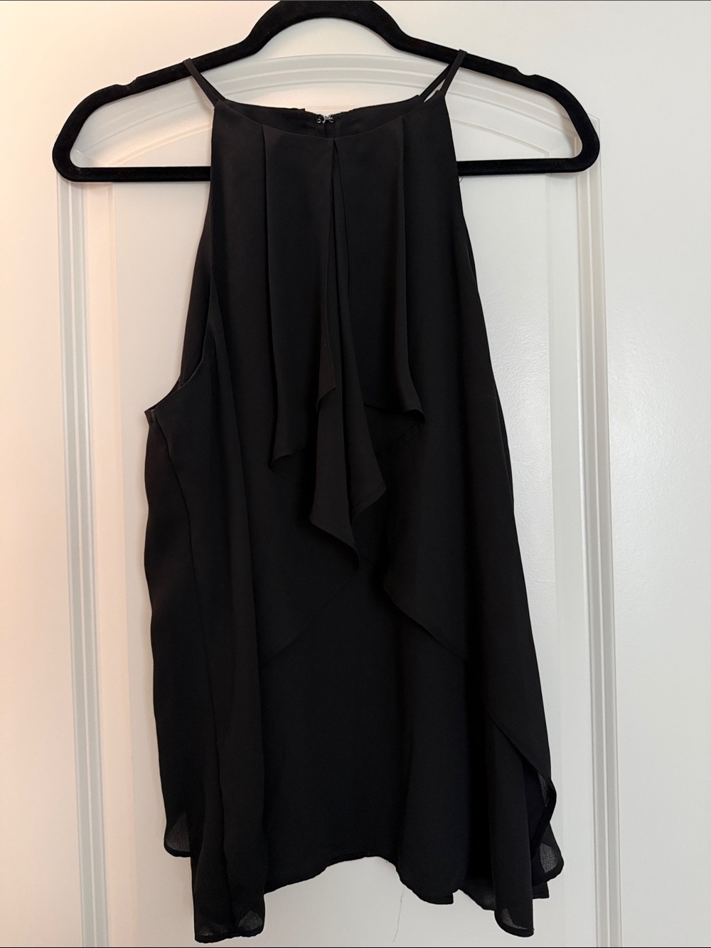 Banana Republic Black Sleeveless Ruffle Halter Camisole